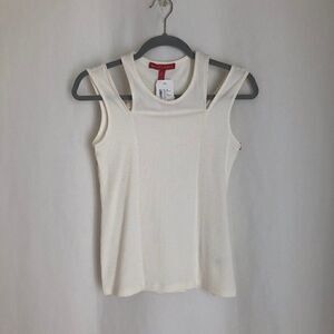 NWT Saks Fifth Avenue Cold Shoulder White Top